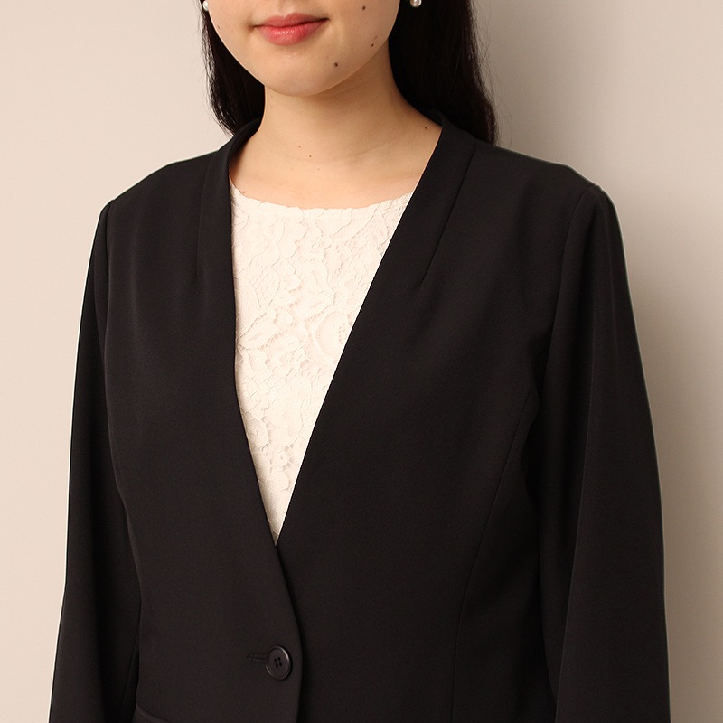 ノーカラージャケット ウォッシャブルオフィス 卒業式 入学式 母親 大きいサイズ レディース fleur ミントブリーズ　      返品交換不可 MB mint breeze ノーカラージャケット ウォッシャブルオフィス
