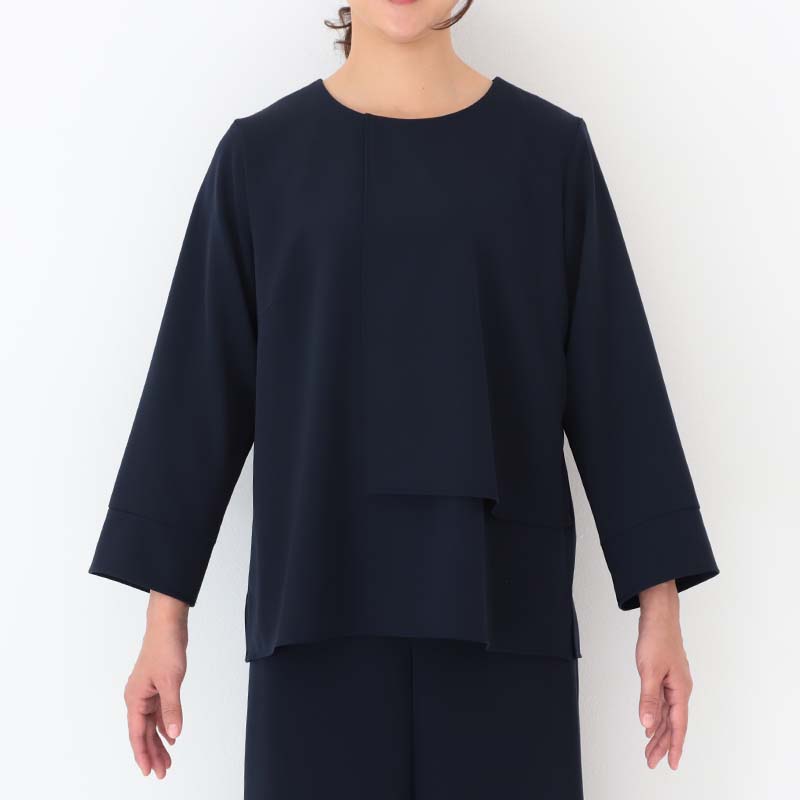 L〜6L ふわもち ストレッチ フレア袖 きれいめ ブラウス 大きいサイズ レディース 春 長袖 セットアップ可能fleur by mint breezeミントブリーズ wc20fa2505 MB mint breeze L〜6L ふわもち ストレッチ フレア袖 きれいめ