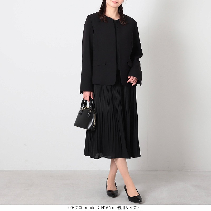L〜6L ダブルクロス ノーカラージャケット 大きいサイズ レディース 春 通勤 フォーマル セレモニー fleur by mint breeze ミントブリーズ 爆買の画像