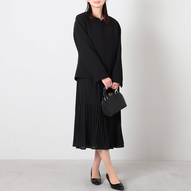 L〜6L ダブルクロス ノーカラージャケット 大きいサイズ レディース 春 通勤 フォーマル セレモニー fleur by mint breeze ミントブリーズ 爆買の画像
