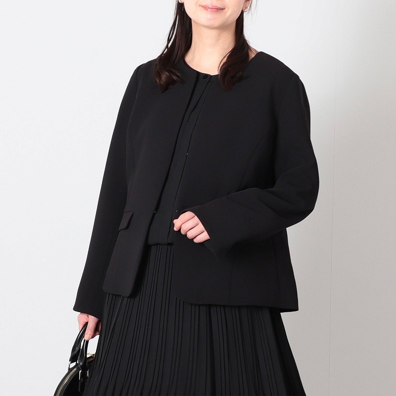 L〜6L ダブルクロス ノーカラージャケット 大きいサイズ レディース 春 通勤 フォーマル セレモニー fleur by mint breeze ミントブリーズ 爆買の画像