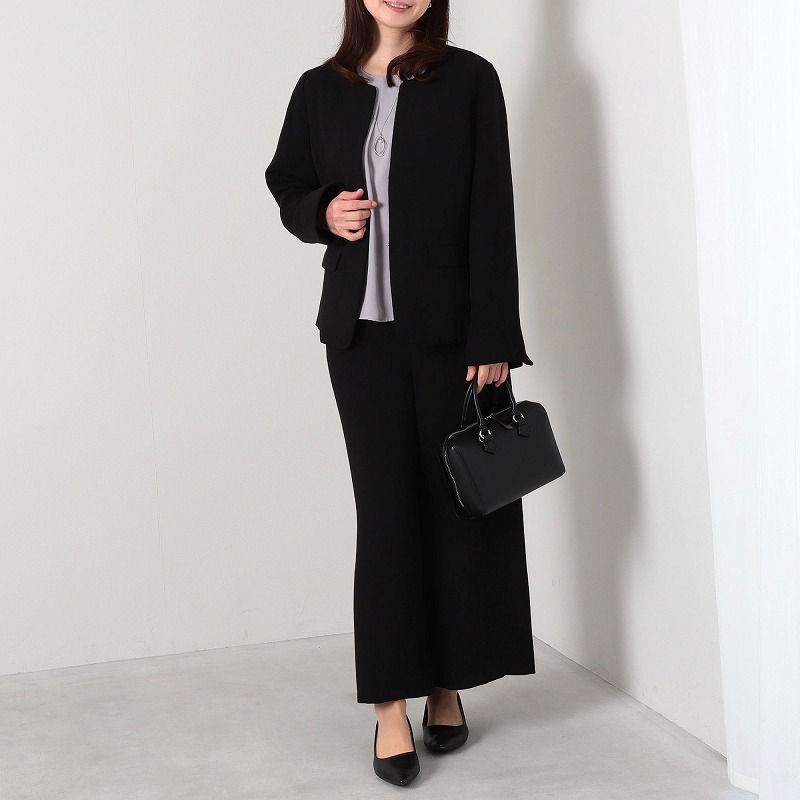 L〜6L ダブルクロス ノーカラージャケット 大きいサイズ レディース 春 通勤 フォーマル セレモニー fleur by mint breeze ミントブリーズ 爆買の画像