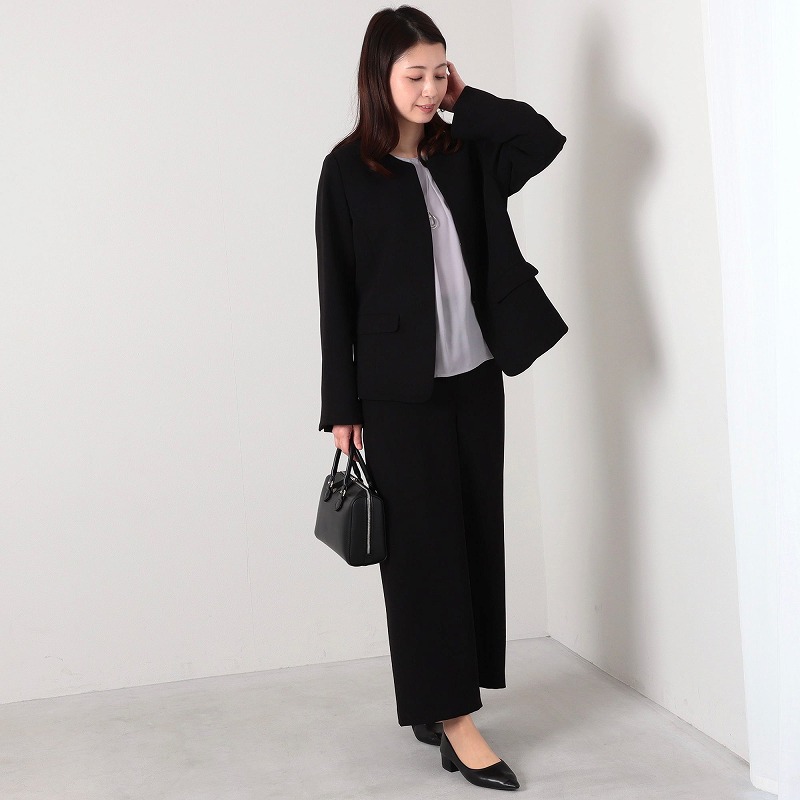 L〜6L ダブルクロス ノーカラージャケット 大きいサイズ レディース 春 通勤 フォーマル セレモニー fleur by mint breeze ミントブリーズ 爆買の画像