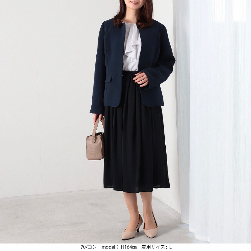 L〜6L ダブルクロス ノーカラージャケット 大きいサイズ レディース 春 通勤 フォーマル セレモニー fleur by mint breeze ミントブリーズ 爆買の画像