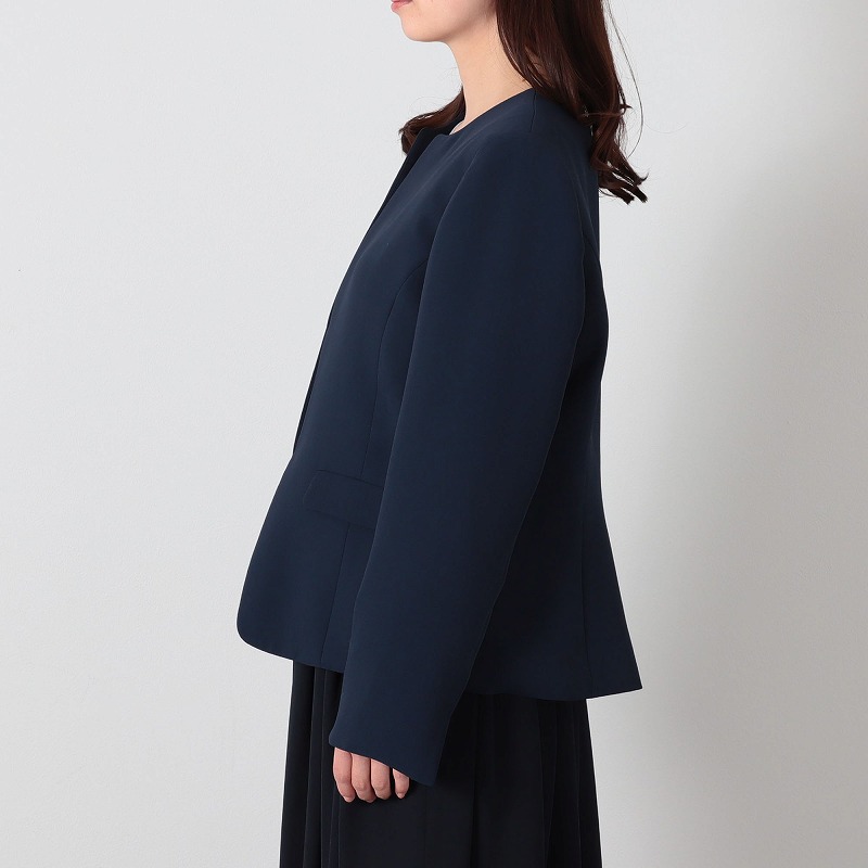 L〜6L ダブルクロス ノーカラージャケット 大きいサイズ レディース 春 通勤 フォーマル セレモニー fleur by mint breeze ミントブリーズ 爆買の画像