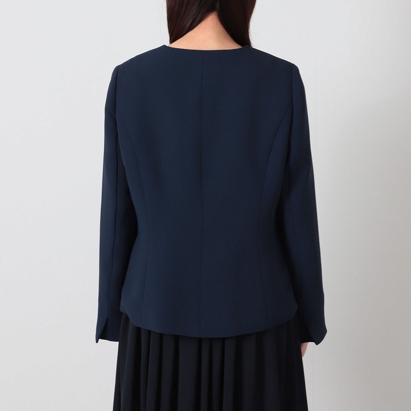 L〜6L ダブルクロス ノーカラージャケット 大きいサイズ レディース 春 通勤 フォーマル セレモニー fleur by mint breeze ミントブリーズ 爆買の画像