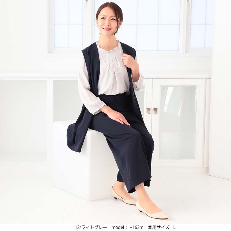 L〜6L ジョーセット フリルネック ブラウス 大きいサイズ レディース 春 長袖 きれいめfleur by mint breeze ミントブリーズ  wc20fa2505 MB mint breeze L〜6L ジョーセット フリルネック ブラウス