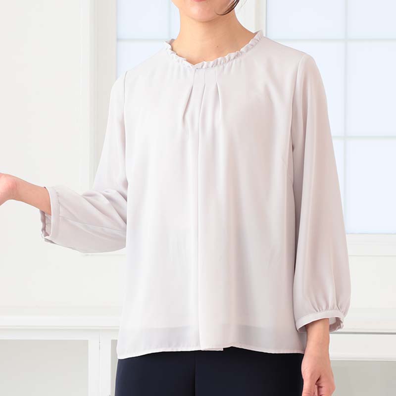 L〜6L ジョーセット フリルネック ブラウス 大きいサイズ レディース 春 長袖 きれいめfleur by mint breeze ミントブリーズ  wc20fa2505 MB mint breeze L〜6L ジョーセット フリルネック ブラウス