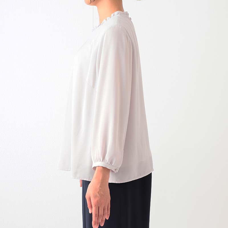 MB mint breeze L〜6L ジョーセット フリルネック ブラウス