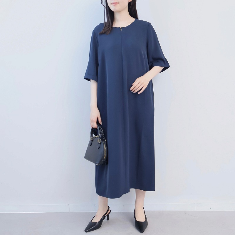L〜5L フロントジップ Aライン ワンピース きれいめ 大きいサイズ レディース fleur by mint breeze フルール バイ ミントブリーズ爆買の画像
