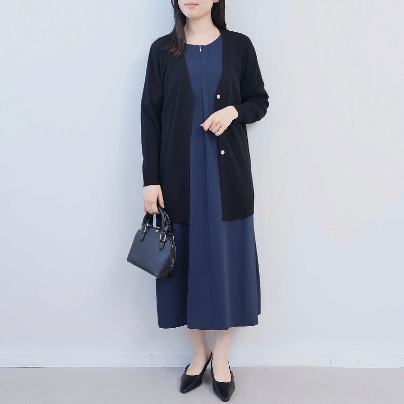 L〜5L フロントジップ Aライン ワンピース きれいめ 大きいサイズ レディース fleur by mint breeze フルール バイ ミントブリーズ爆買の画像