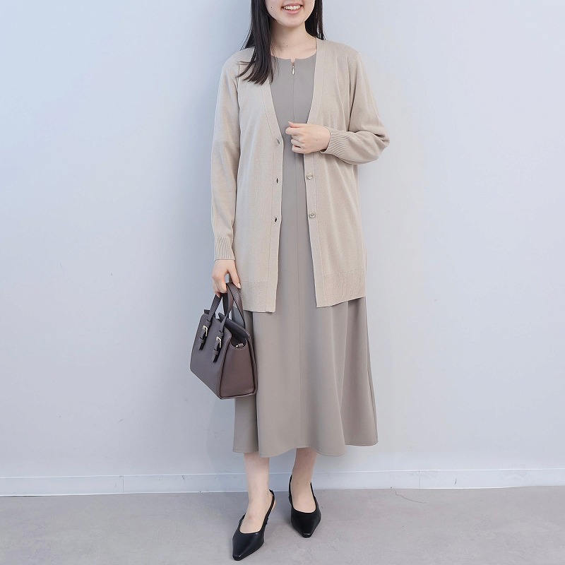L〜5L フロントジップ Aライン ワンピース きれいめ 大きいサイズ レディース fleur by mint breeze フルール バイ ミントブリーズ爆買の画像