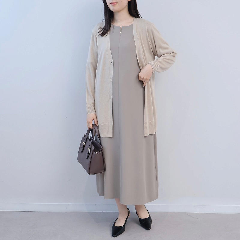 L〜5L フロントジップ Aライン ワンピース きれいめ 大きいサイズ レディース fleur by mint breeze フルール バイ ミントブリーズ爆買の画像