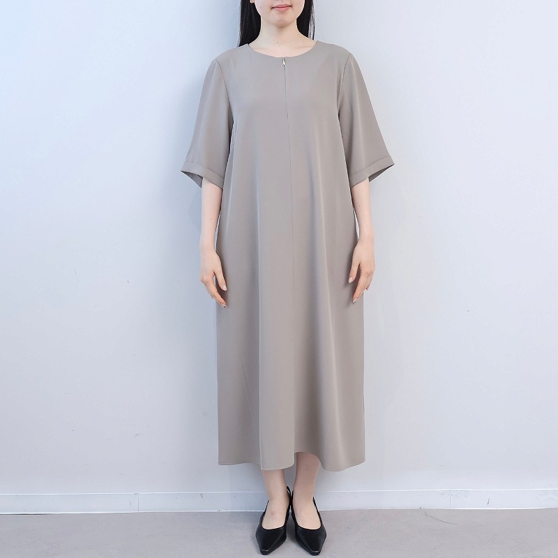 L〜5L フロントジップ Aライン ワンピース きれいめ 大きいサイズ レディース fleur by mint breeze フルール バイ ミントブリーズ爆買の画像