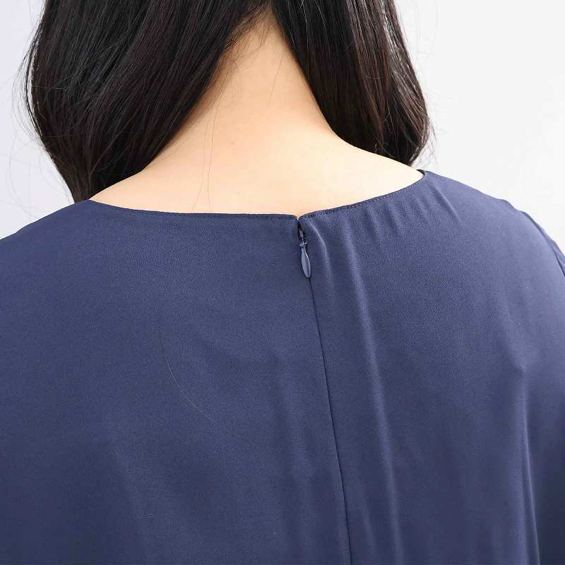 L〜5L 7分袖 ジョーゼット ワンピース 大きいサイズ レディースfleur by mint breeze フルール バイ ミントブリーズ オールシーズンの画像