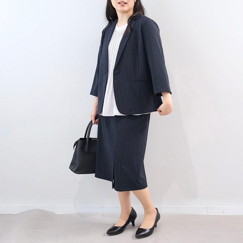 L〜6L 接触冷感 ストレッチ リネンライク テーラードジャケット 大きいサイズ レディース 春夏 7分袖fleur ミントブリーズの画像