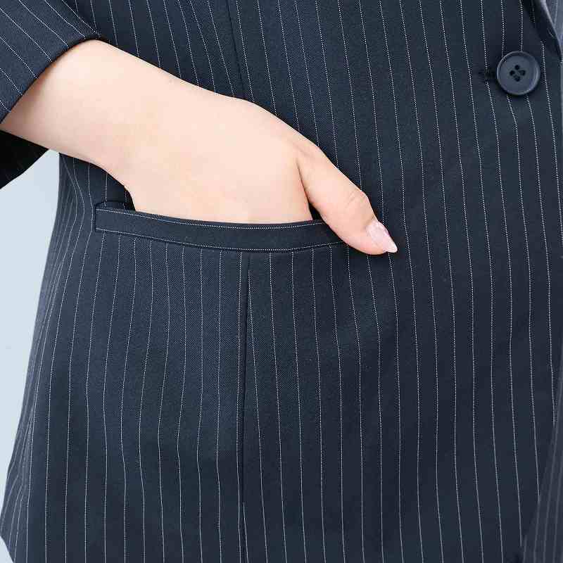 L〜6L 接触冷感 ストレッチ リネンライク テーラードジャケット 大きいサイズ レディース 春夏 7分袖fleur ミントブリーズの画像
