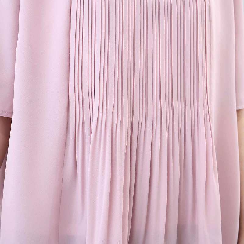L〜6L 接触冷感 抗菌 消臭 さらさらジョーゼットプリーツ ブラウス 大きいサイズ レディース 夏春fleur by mint breezeミントブリーズの画像