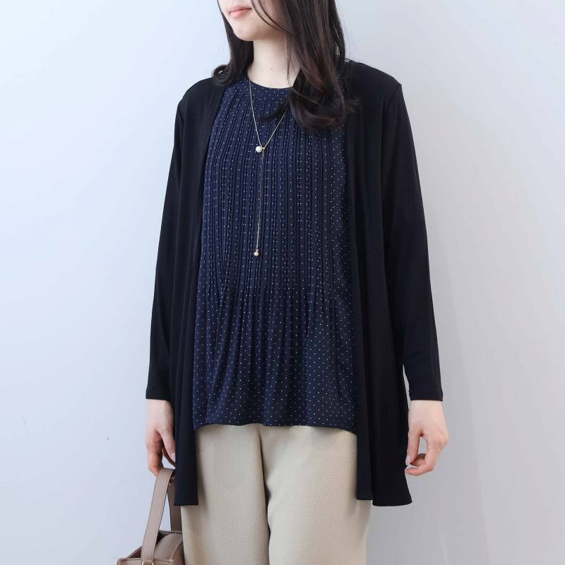 L〜6L UVカット 接触冷感 テレコトッパー ロングカーディガン 大きいサイズ レディース 春夏 8分袖 fleurbymint breeze フルール バイ ミントブリーズの画像