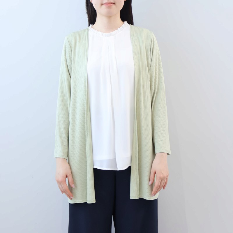 L〜6L UVカット 接触冷感 テレコトッパー ロングカーディガン 大きいサイズ レディース 春夏 8分袖 fleurbymint breeze フルール バイ ミントブリーズの画像