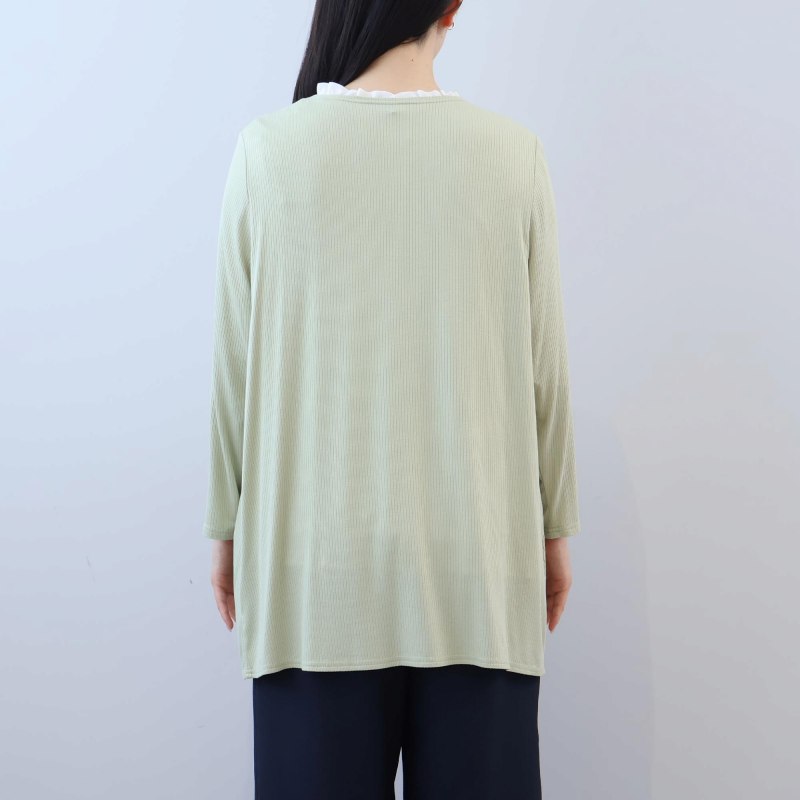 L〜6L UVカット 接触冷感 テレコトッパー ロングカーディガン 大きいサイズ レディース 春夏 8分袖 fleurbymint breeze フルール バイ ミントブリーズの画像
