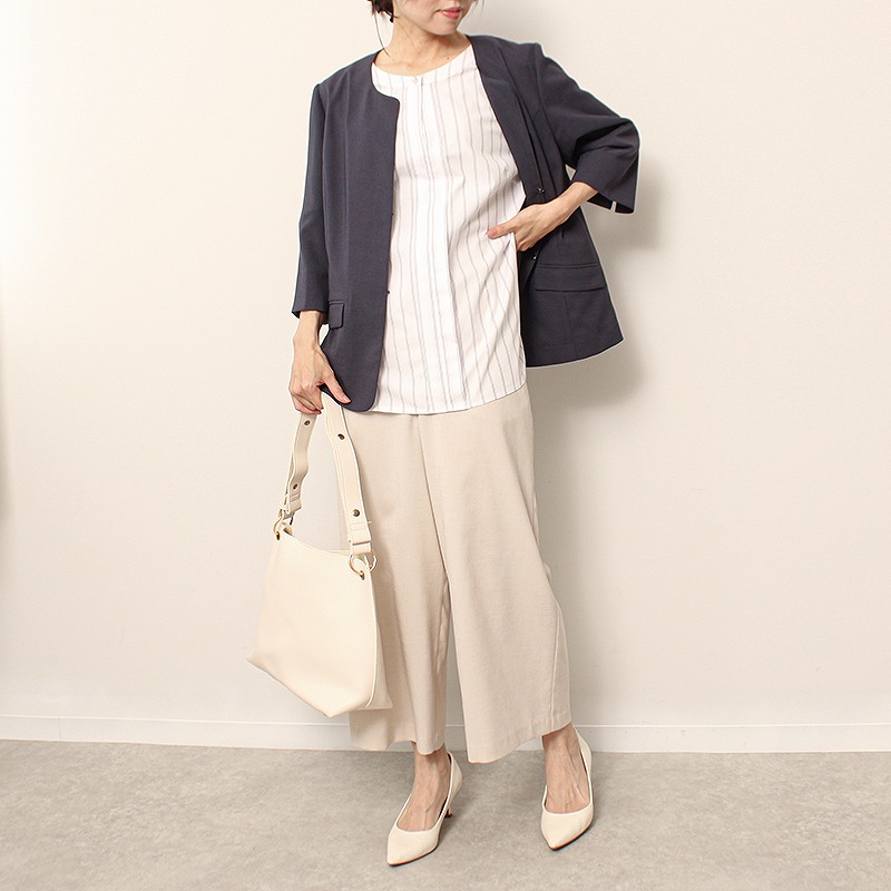 プリーツプリーズ ワイドパンツ ベージュ XL 4 大きいサイズ パステルカラー セルフカットプリーツワイドパンツ/Green Parks（グリーン パークス