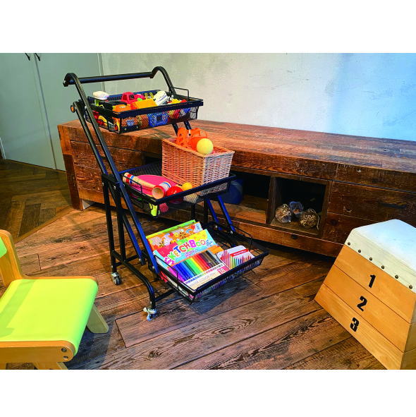 可変式マルチラック Fu-10467 黒 マリン商事 着脱棚 可動式 ワゴン