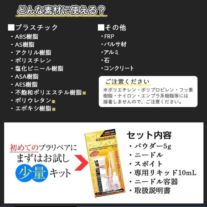 在庫あり 造形補修剤 プラリペアキット PL-16 黒 ブラック 折れ 割れ