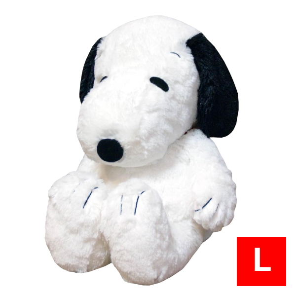 即納】PEANUTS HUGHUG スヌーピー ぬいぐるみL 黒 高さ37cm