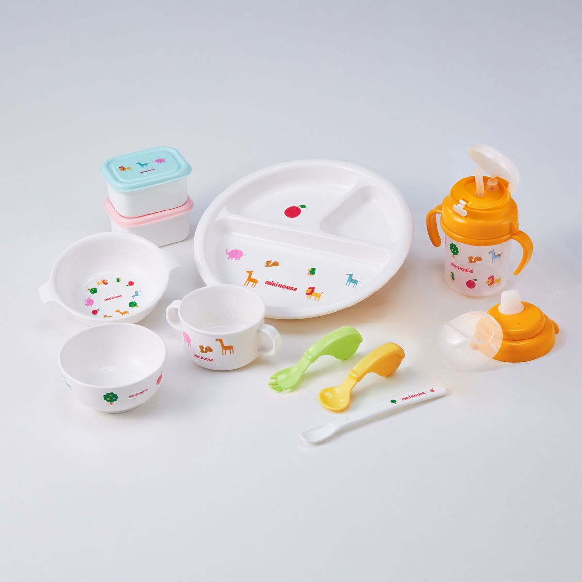 ミキハウス 出産祝い 内祝い テーブルウェアセット 白 --- MIKIHOUSE 
