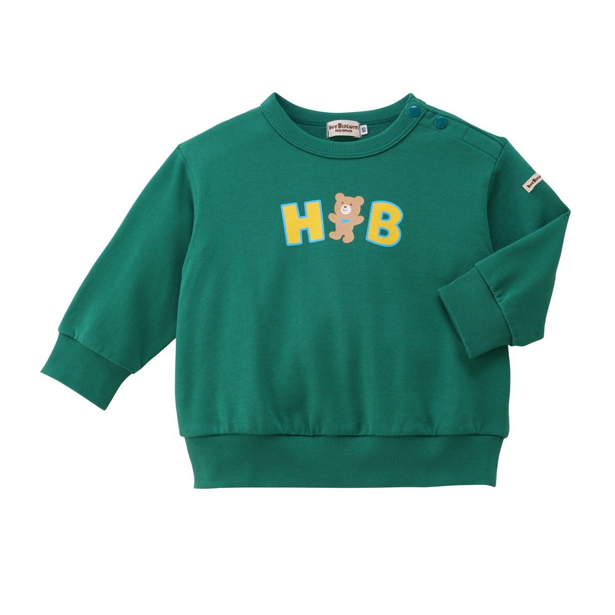 MIKIHOUSE⭐︎グリーントレーナー⭐︎120cm HOT BISCUITS ミキハウス ロゴシリーズ ミニ裏毛パイルトレーナー 赤