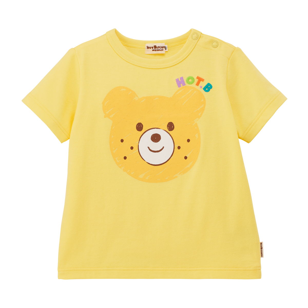 新品未開封ミキハウスベストフレンズ半袖Tシャツ ズボン100㎝プッチー総柄黄色 HOT BISCUITS ミキハウス カラフルビーンズ フェイスプリント 半袖T