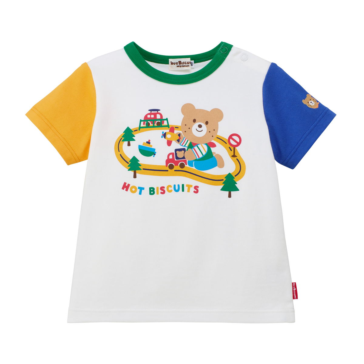 HOT BISCUITS ミキハウス ビーンズ×乗り物プリント 半袖Tシャツ マルチ