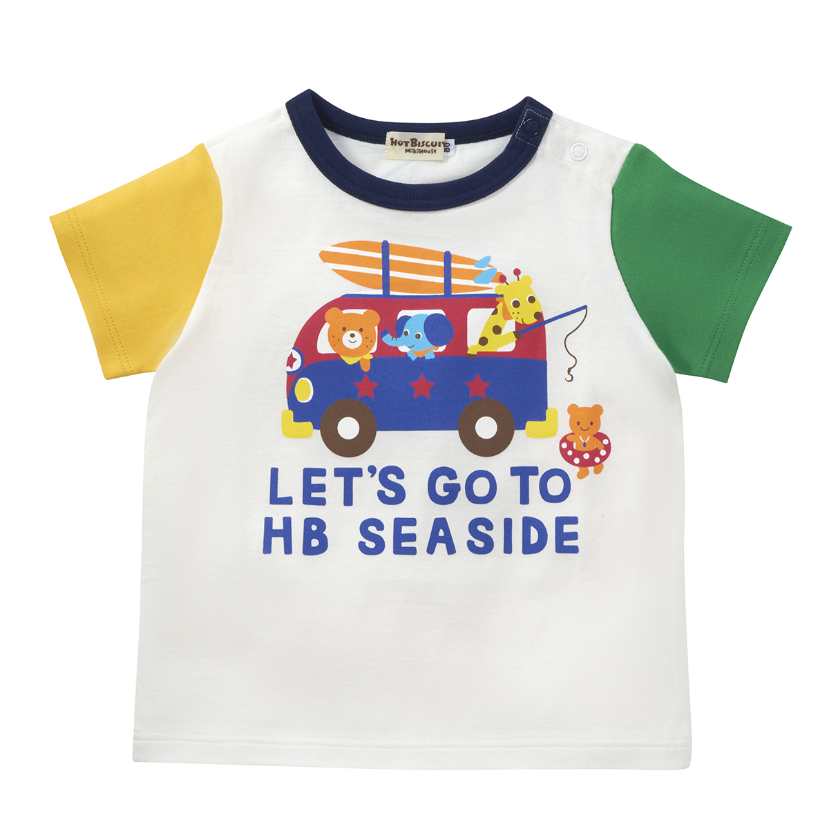 ミキハウス ビーンズ 乗り物半袖Tシャツ アウトレット 黄 マルチカラー 80cm 90cm 100cm 110cm 120cm ホットビスケッツ HOT BISCUITS | HOT BISCUITS | 02