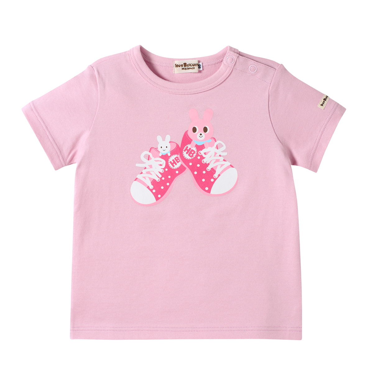HOT BISCUITS ミキハウス プリント 半袖Tシャツ 白 アイスグリーン