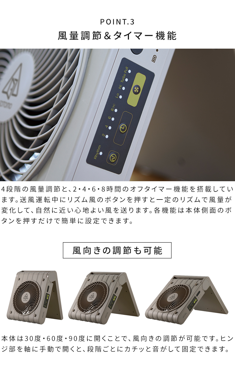 扇風機 リビング  ソトモ ソーラーパワーファン  充電式