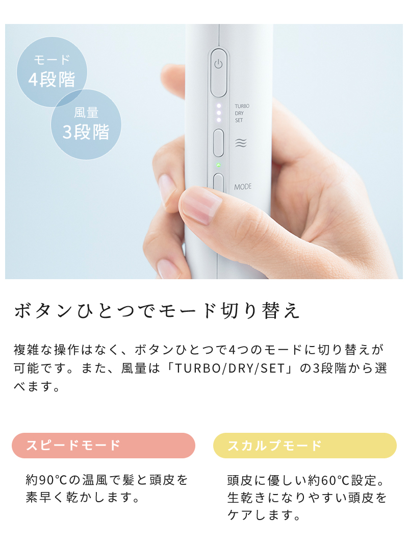 ボタンひとつでモード切り替え