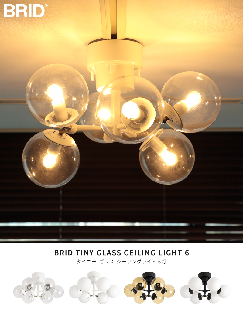 シーリングライト LED照明 BRID タイニー ガラス シーリングライト 6灯 003366 特典付 おしゃれ 天井照明 ガラスシェード TINY  GLASS CEILING LIGHT コンパクト