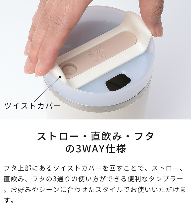 ストロー、直飲み、フタの3WAY仕様