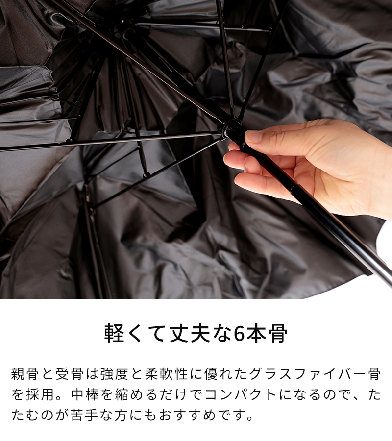 軽くて丈夫な6本骨