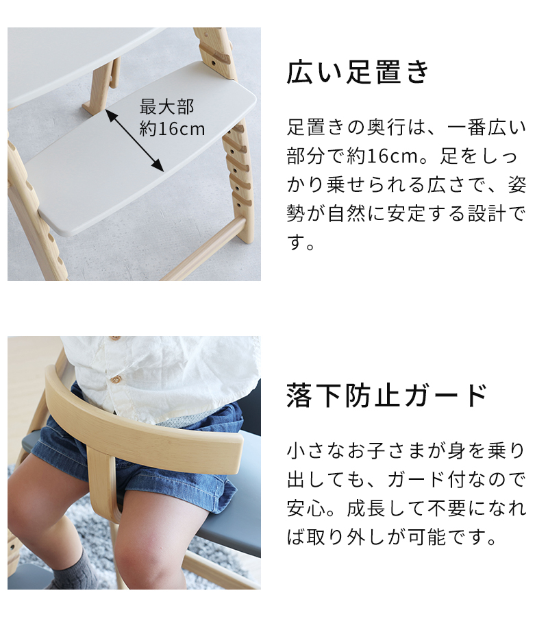 広い足置き 落下防止ガード