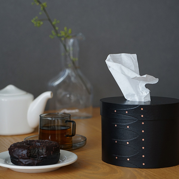 シェーカーティッシュボックス ブラック チェリー材 天然の木材