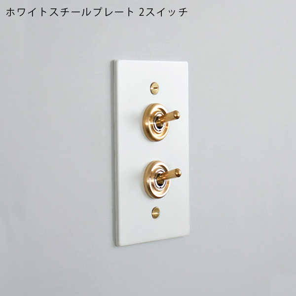 ホワイトスチールプレート 2スイッチ US スイッチ アメリカンスイッチ
