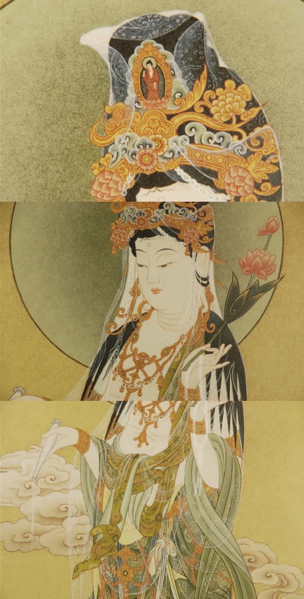 中国美術★仏像　仏画　観音菩薩 水墨画 掛け軸 観音菩薩 仏画掛け軸（半切サイズ） : 仏像仏画チベット美術卸の