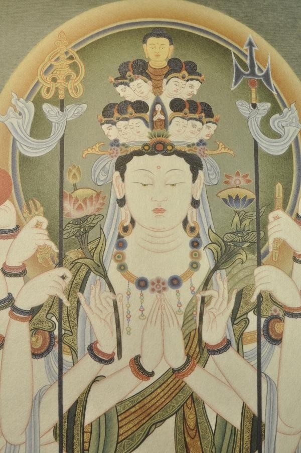 千手観音 仏画掛け軸（半切サイズ） : 仏像仏画チベット美術卸の