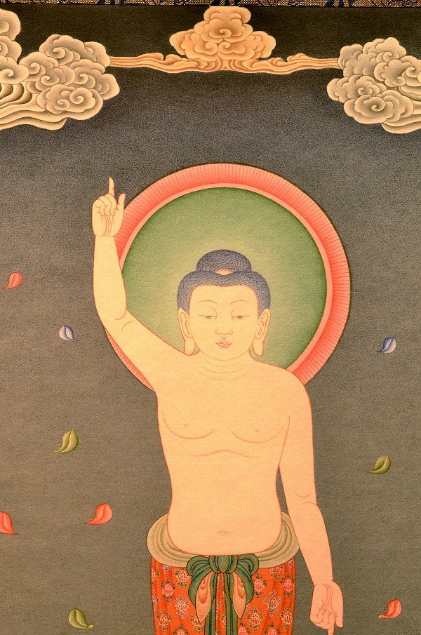 釈迦誕生仏 仏画掛け軸（半切サイズ） : 仏像仏画チベット美術卸の天竺
