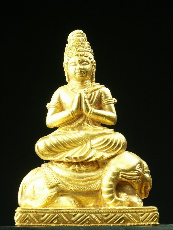 金属製仏像 普賢菩薩 純金製彫金仕上げ 一点もの : 仏像仏画チベット美術卸の天竺
