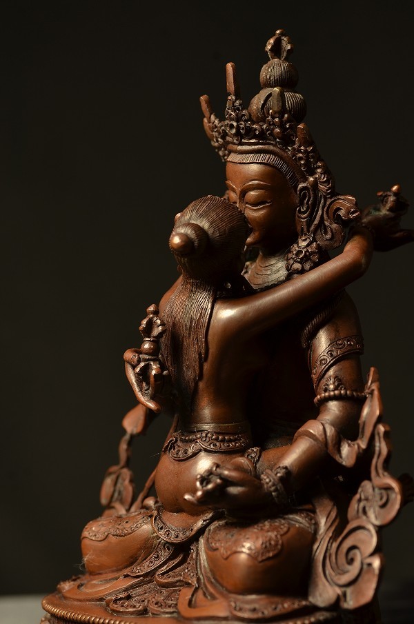 普賢シャクティ(歓喜仏)銅造製彫金仕上げ : 仏像仏画チベット美術卸の