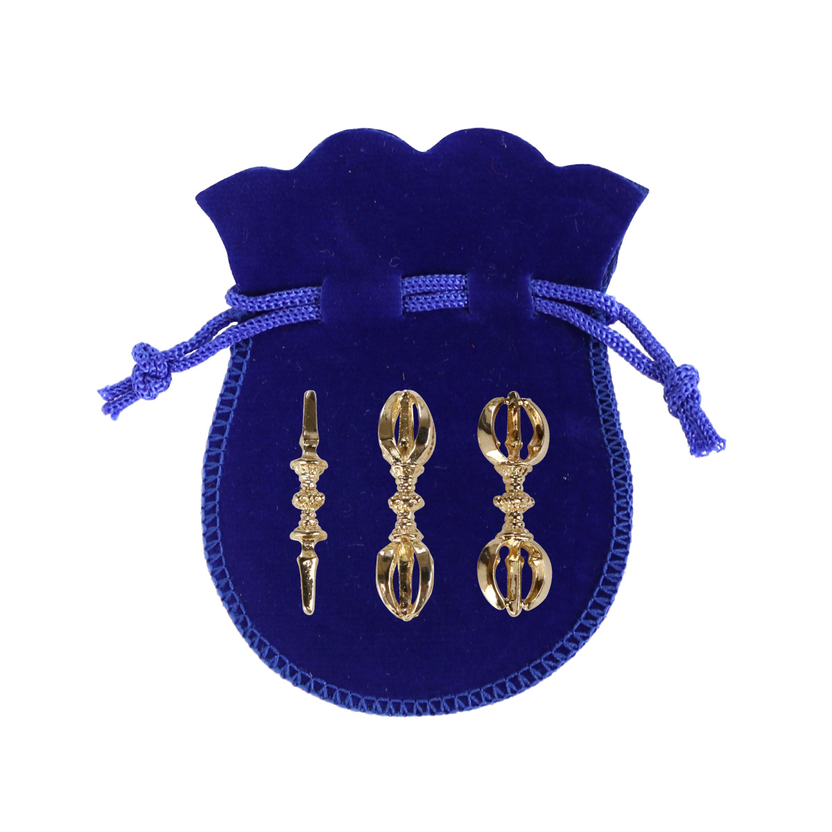 密教法具 お守り 肌守り 紺 金剛杵 ミニチュア ひょうたん型巾着 送料