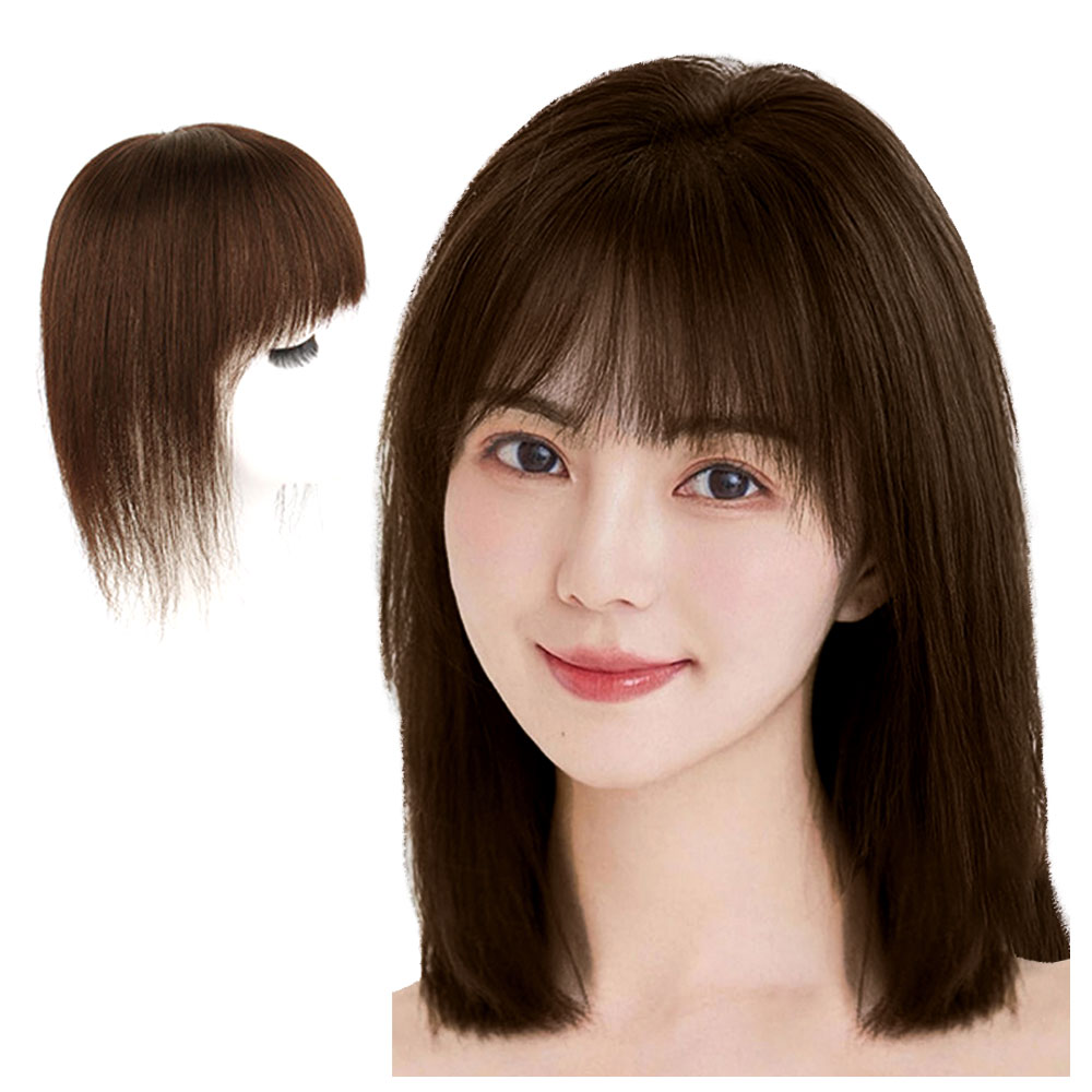 ヘアピース 人毛100% 頭頂部 ウィッグ 自然 ミディアム 30cm